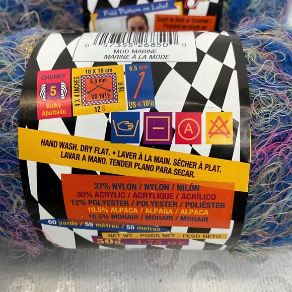 Bernat Frenzy Yarn Lot Of 4 Skeins Multicolor Mohair Hand Wash 60 Yards Each - Picture 4 of 4